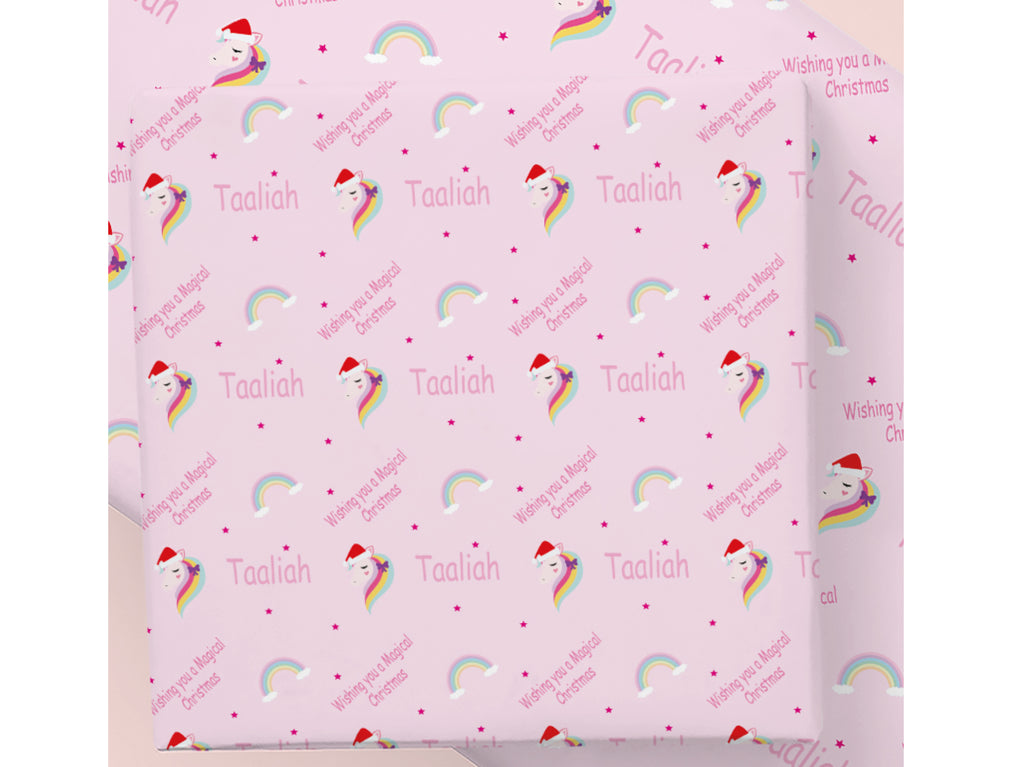 Personalised Santa Unicorn Christmas Wrapping Paper