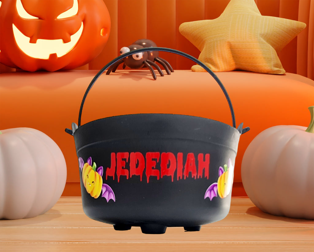 Personalised black halloween cauldron