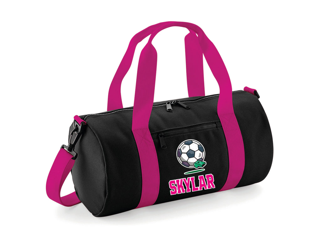 Black and Fuchsia Personalised Football Kit Bag