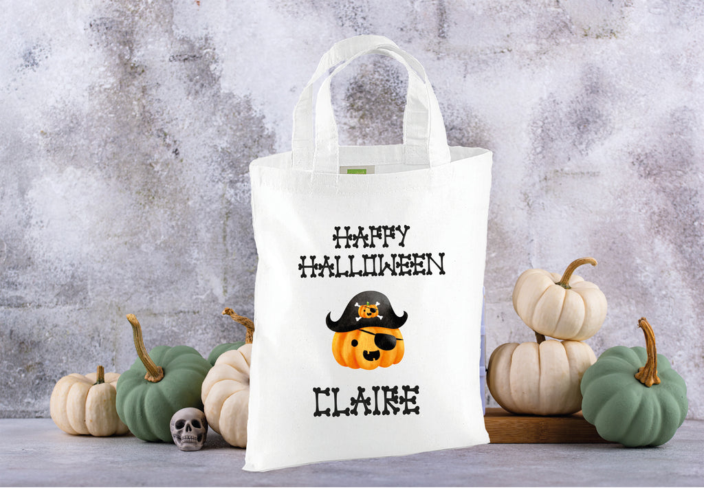 Personalised halloween pumpkin trick or treat bag