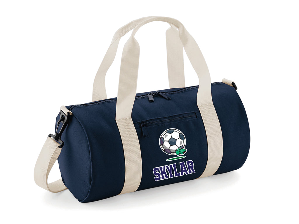 Navy and Natural Personalised Football kit bag