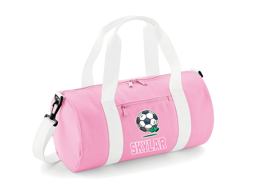 Pink and white Personalised Football Kit Bag