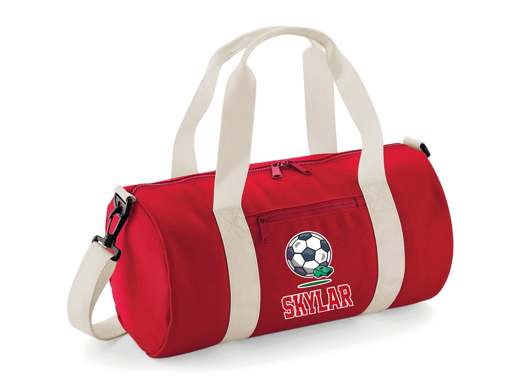 Red and Natural Personalised Football Kit Bag