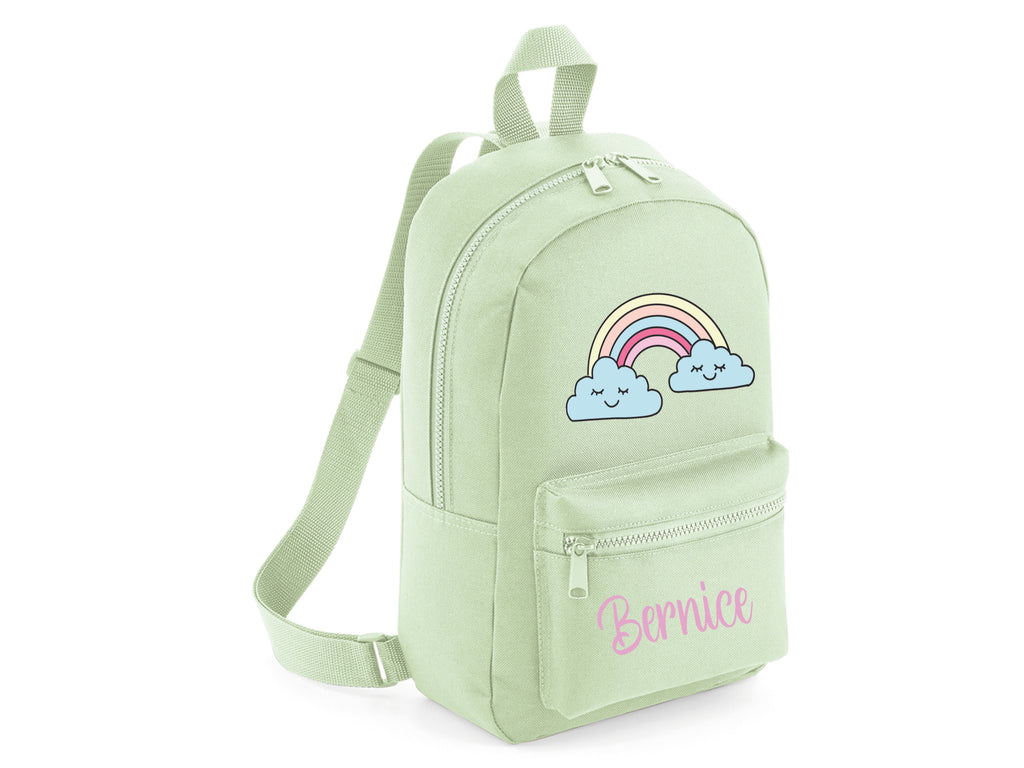 Pistachio personalised rainbow school bag backpack