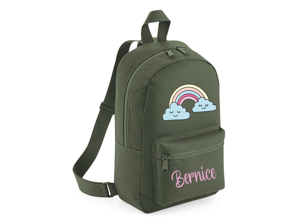 Olive personalised rainbow school bag backpack