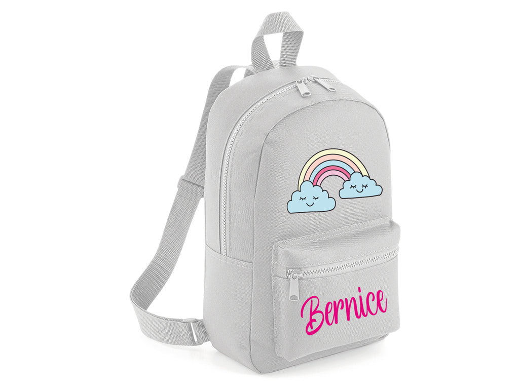 Personalised rainbow school bag backpack