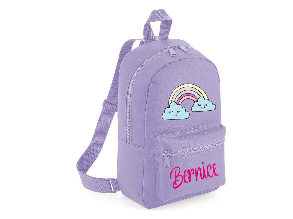 Personalised Lavender rainbow schoolbag backpack