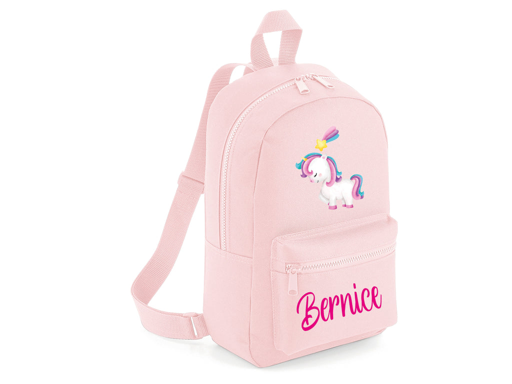 Powder pink personalised unicorn backpack