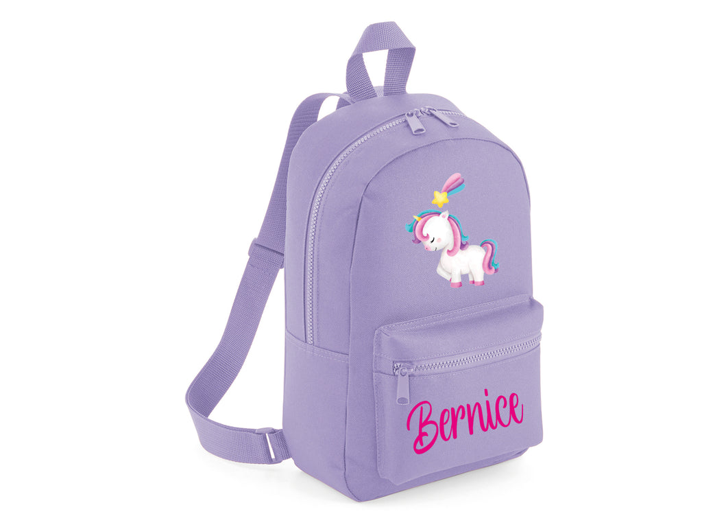 Lavender personalised unicorn backpack