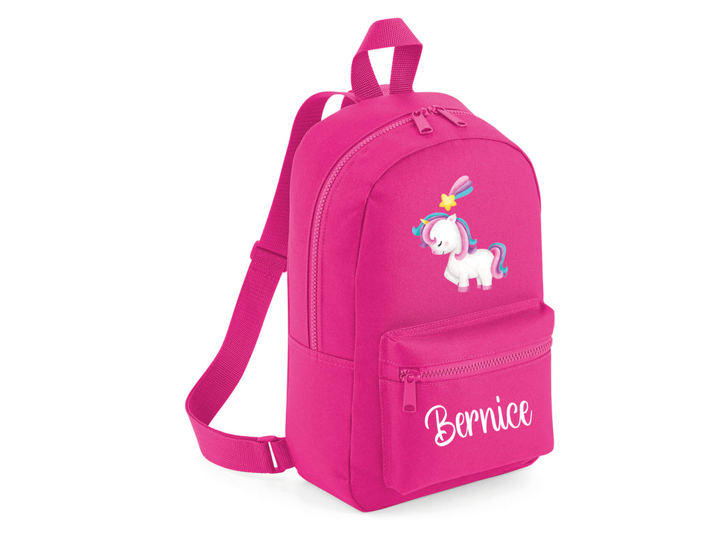 Fuchsia personalised unicorn backpack