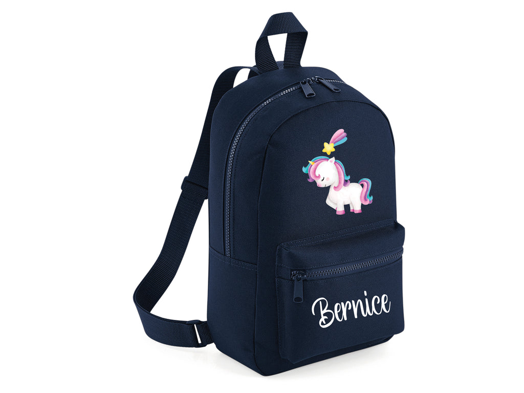 Navy blue personalised unicorn backpack