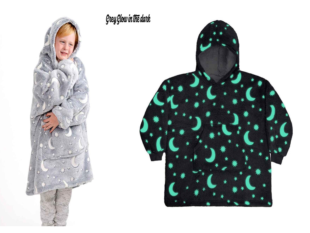 Kids Grey Glow in the dark hoodie blanket