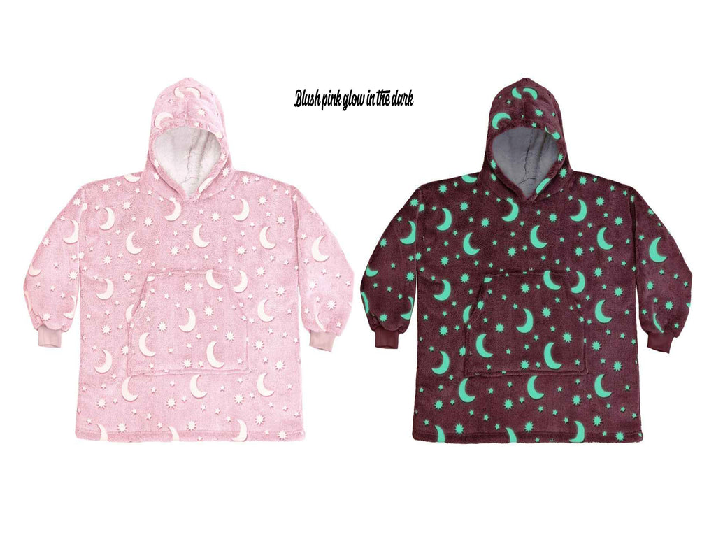 Kids Pink Glow in the dark oversized hoodie blanket