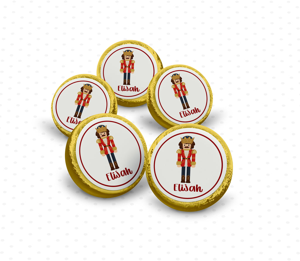 Personalised Set of 5 Nutcracker Gold Chocolate Coins