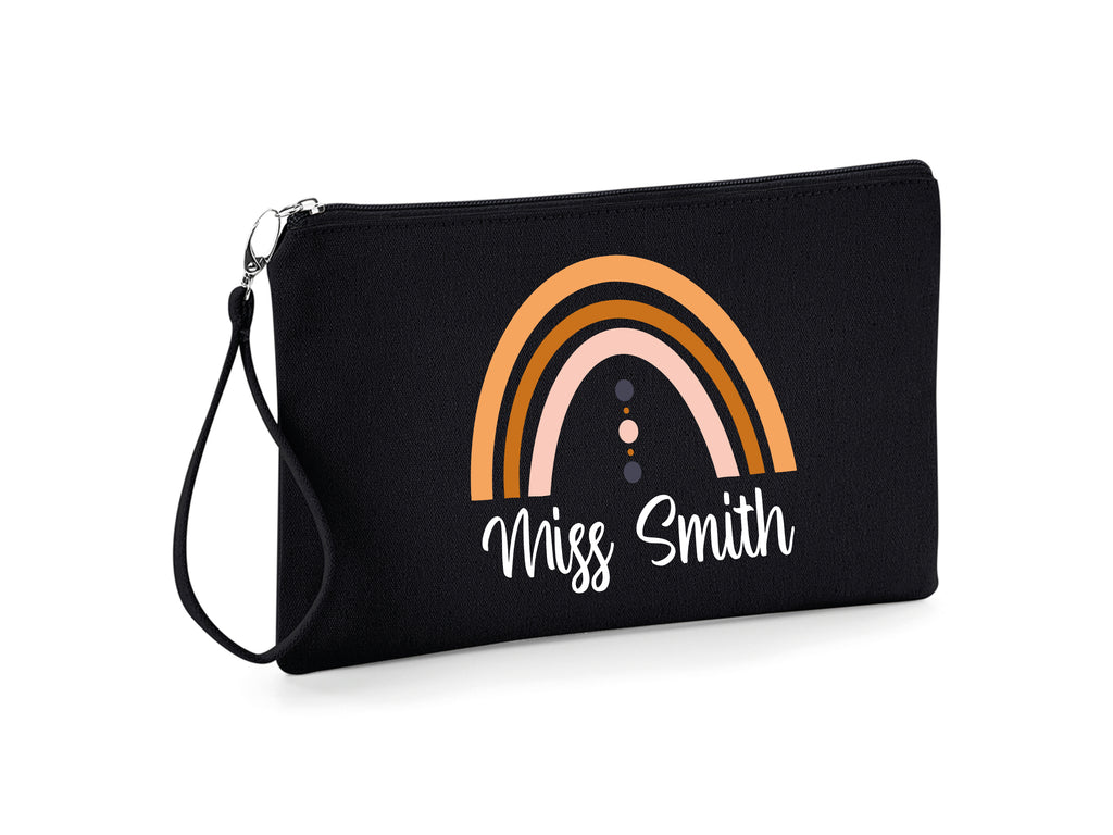 Personalised Black rainbow design pencil case