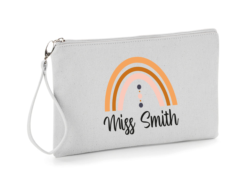 Personalised Light grey rainbow design pencil case