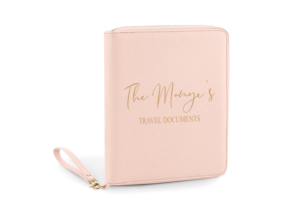 Personalised travel document holder in pink