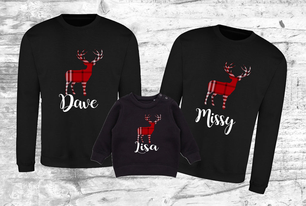 Personalised Reindeer family matching christmas pyjamas